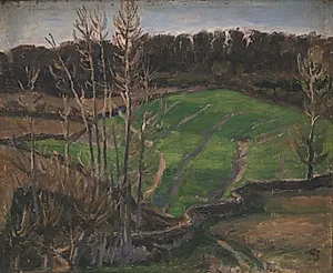 Landskab ved Svanninge med grøn vintersæd by Fritz Syberg