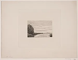 Landskab ved udløbet af en å by H. Lund