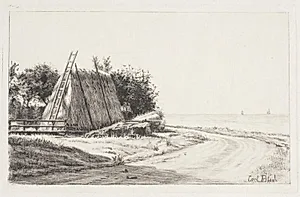 Landskabet med høstakken by Carl Bloch