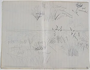 Landskabsskitse. Plantestudie. Farveangivelser by Niels Larsen Stevns
