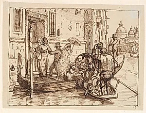 Landstigning ved Canal Grande i Venedig by Wilhelm Marstrand