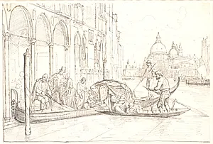 Landstigning ved Canale Grande i Venedig by Wilhelm Marstrand