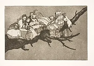 Latterlig dårskab (At færdes mellem grenene / at tale gennem sin hat) by Francisco de Goya