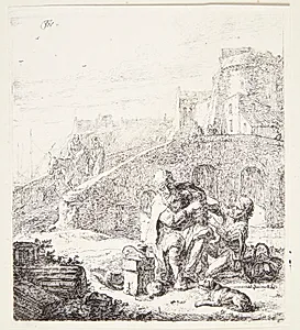 Lazarillo stjæler druer fra den blinde tigger by Thomas Wijck