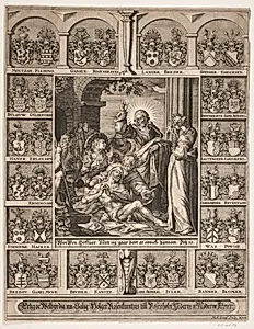 Lazarus' opvækkelse. Omgivet af Holger Rosenkrantz' aneskjolde