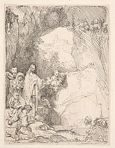 Lazarus' opvækkelse by Rembrandt van Rijn