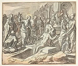 Lazarus' opvækkelse. by Hermann Weyer
