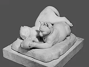 Legende kattekillinger. To killinger, der leger med en bold by J.A. Jerichau (I)