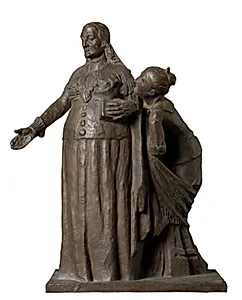 Leonora Christinas udgang af fængslet 1685. Leonora Christina stående med sin søsterdatter ved armen