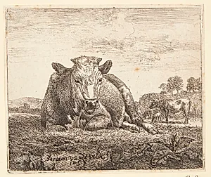 Liggende ko by Adriaen van de Velde