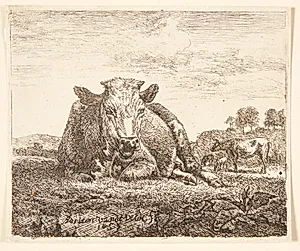 Liggende ko by Adriaen van de Velde