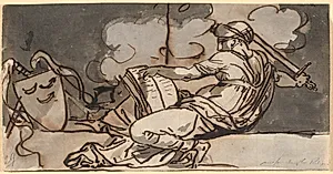 Liggende kvindefigur symboliserende den muhamedanske religion by Nicolai Abildgaard