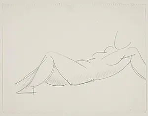 Liggende kvindelig model, ben mod venstre by Vilhelm Lundstrøm