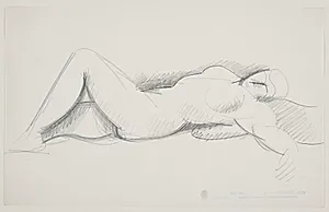 Liggende kvindelig model by Vilhelm Lundstrøm
