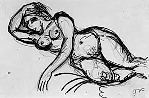 Liggende kvindelig model by Emile Othon Friesz