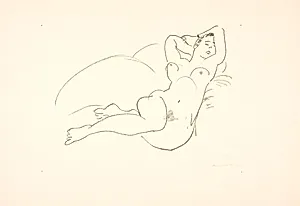 Liggende, kvindelig nøgenmodel by Henri Matisse
