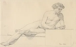 Liggende mandlig model. by C.W. Eckersberg