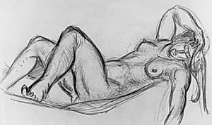 Liggende nøgen kvinde i hængekøje by Emile Othon Friesz