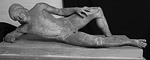 Liggende såret kriger by Ubekendt