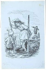 Lili balancerer på sten by Lorenz Frølich