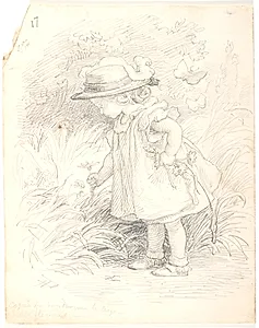 Lili plukker blomster by Lorenz Frølich