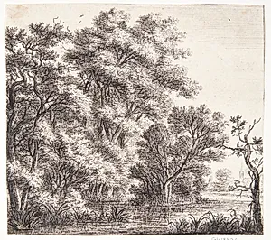 Lille bevokset ø i en sø by Anthonie Waterloo