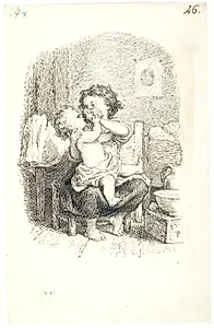 Lille pige bader et mindre barn by Lorenz Frølich
