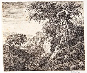 Lille vandfald by Anthonie Waterloo