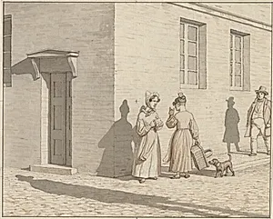 Linearperspectiven, anvendt paa Malerkunsten - Tavle VII,1 - Et møde på et gadehjørne by C.W. Eckersberg