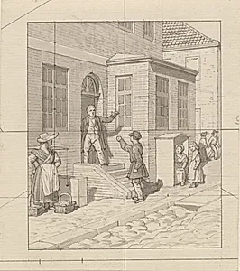 Linearperspectiven, anvendt paa Malerkunsten - Tavle VII, 2 -Skænderi på gadetrappen. by C.W. Eckersberg