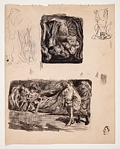Litterære motiver og løse figuroptegninger by Oluf Hartmann