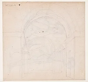 Løs skitse af et sideskib by C.W. Eckersberg