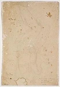 Løs skitse af siddende ung mand i antik militært antræk holdende et skjold i højre hånd by Girolamo Imparato