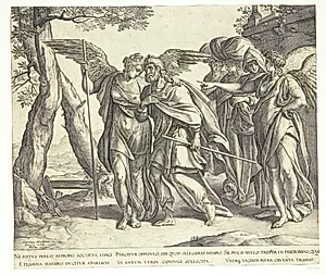 Lot og hans døtre forlader Sodoma by Hendrick Goltzius