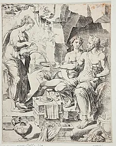 Lot og hans døtre by Dirk Volkertsz. Coornhert