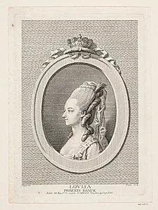 Louise Augusta, gift med Carl af Hessen by J.F. Clemens
