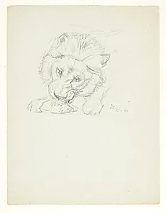 Løve, der spiser by Svend Rathsack