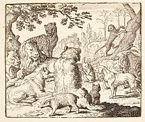 Løven beordrer en eftersøgning efter Renard by Allaert van Everdingen