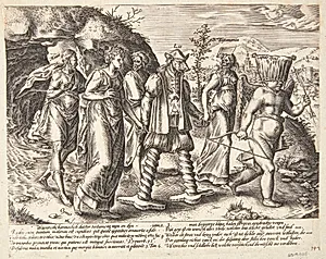 Loven lader sig lede af det blinde begær by Hendrick Goltzius