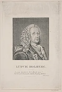 Ludvig Holberg. Illustration til "Holbergiana, Smaa-skrivter af og om Ludvig Holberg", 1832-35