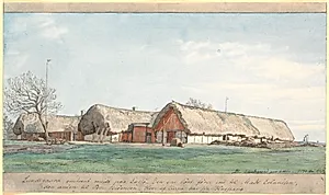 Lundsgaard omtrent midt på Læssø. by P.C. Skovgaard