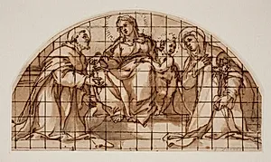 Lunette med Madonna og barn samt Sankt Frans af Assisi og Katarina af Sienna
