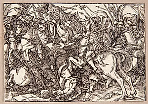 M. Decius leder romerne i slaget mod latinerne by Tobias Stimmer