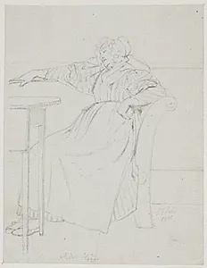 Madam Høyer sovende i et sofahjørne by Jørgen Roed