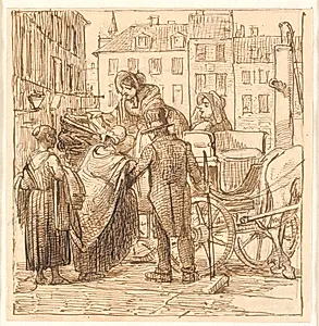 Madammerne stiger til vogns på Hanserplads by Wilhelm Marstrand