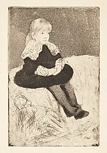 Mademoiselle Luguet siddende på en sofa by Mary Cassatt