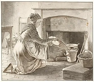 Maden Tilberedes - Eckersbergs værtinde i Paris (?) by C.W. Eckersberg
