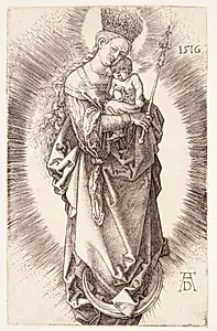 Madonna, med scepter og stjernekrone, stående på seglmåne by Albrecht Dürer