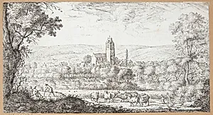 Mænd og køer ved St. Hilaire-vejen by Albert Flamen