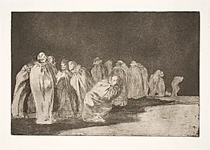 Mændene i sække (Der gemmer sig noget under sækkelærredet / du kan ikke dømme en mand på hans klæder) by Francisco de Goya